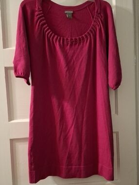 Ann Taylor Fuchsia Scoop-Neck Knit Tunic Dress